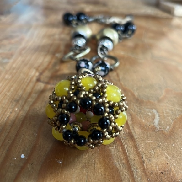 20” Pam Hiran Anthropologie Chunky Boho Teardrop Beaded Pendant Necklace - Picture 15 of 15